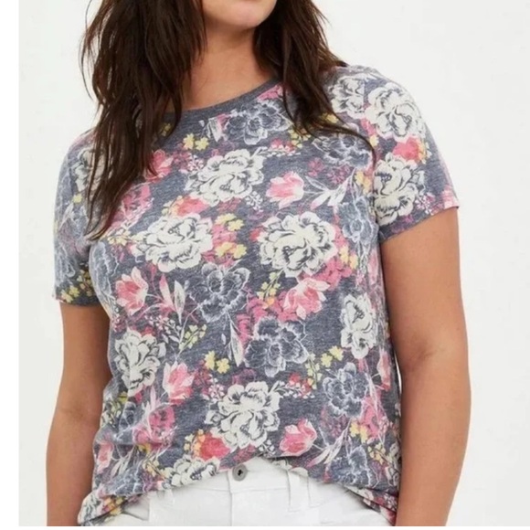 torrid Tops - Torrid Classic Fit Floral Super Soft Tee 2X